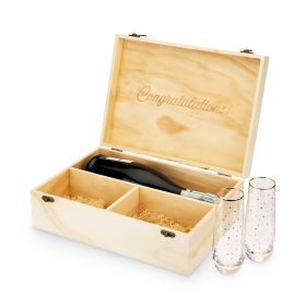 Celebrate Wood Champagne Box with Set of Flutes by TwineÂ