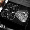 Whiskey Decanter Sets for Men, Gifts for Dad Husband Him Boss, Crystal Liquor Decanter Set with Glasses