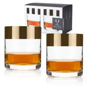 Irving Crystal Bronze-Rim Rocks Glasses ViskiÂ