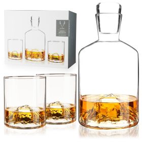 3-Piece Mountain Crystal Decanter and Tumbler Set ViskiÂ