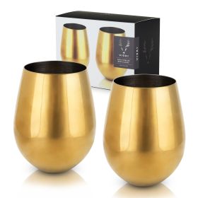 Gold Stemless Wine Glasses by ViskiÂ