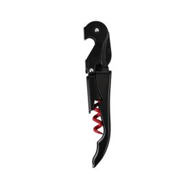 Truetapâ: Double-Hinged Corkscrew in Matte Black with Red Wo