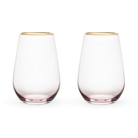 Rose Crystal Stemless Wine Glass Set by TwineÂ