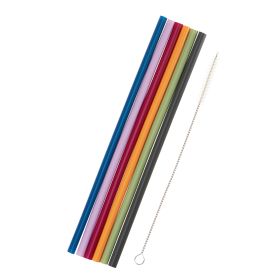 Silicone Straws, Set of 6 with Cleaning Brush by True