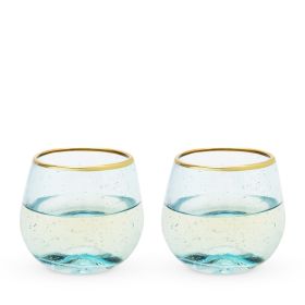 Aqua Bubble Stemless Wine Glass Set by TwineÂ