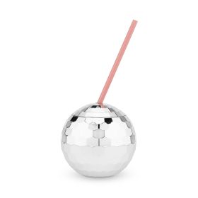 Silver Disco Ball Drink Tumbler BlushÂ