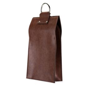 Brown Faux Leather Double-Bottle Wine Tote by ViskiÂ