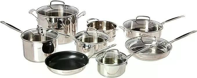 Cuisinart 11-Piece Cookware Set, Chef's Classic Stainless Steel Collection 77-11G (Color: 14-Piece)