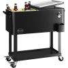 Patio Cooler Cart, for Beverage, Cooler Cart with Bottle Opener Drainage, Patio Coolers on Wheels, Rolling Cooler Cart