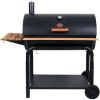 Outlaw Charcoal Grill and Smoker With Cast Iron Grates Warming Rack Barbecue Model 2137 BBQ Kitchen Dining Bar Home Garden