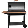 Outlaw Charcoal Grill and Smoker With Cast Iron Grates Warming Rack Barbecue Model 2137 BBQ Kitchen Dining Bar Home Garden
