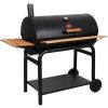 Outlaw Charcoal Grill and Smoker With Cast Iron Grates Warming Rack Barbecue Model 2137 BBQ Kitchen Dining Bar Home Garden