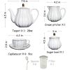 Porcelain Tea Set British Royal Series,with Teapot Sugar Bowl Cream Pitcher Teaspoons and Tea Strainer for Tea/Coffee,Pure White
